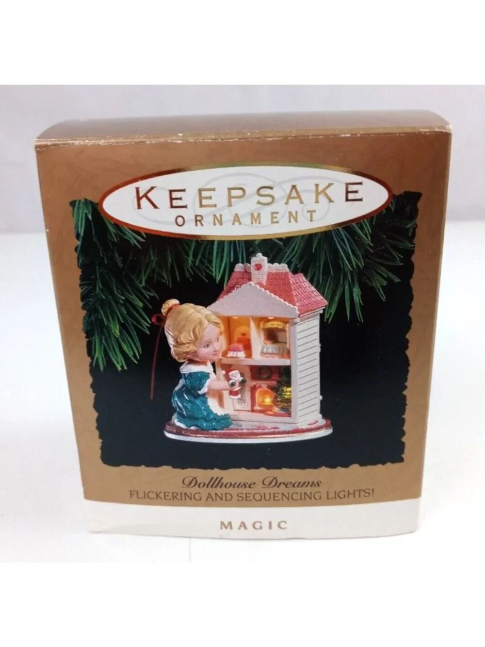 Vintage 1993 Hallmark Keepsake Ornament Dollhouse Dreams Flickering Lights IOB